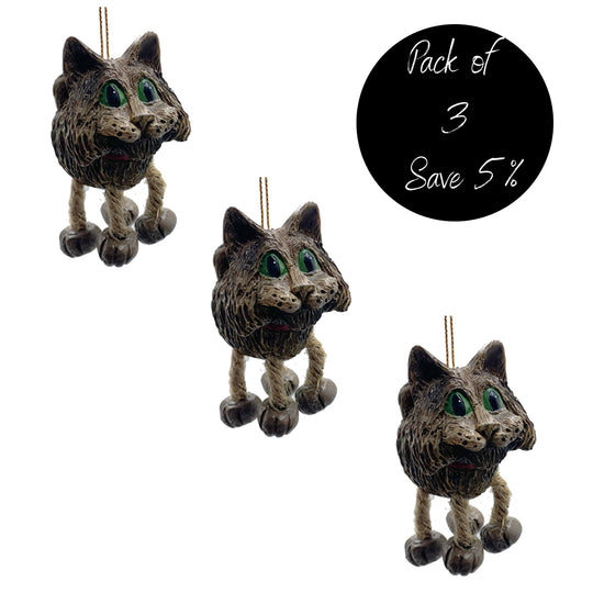 Gray Striped Cat Ornament | Pack of 3 | Perfect Gift For Cat Lovers | Made in Lincoln, NE | Bert Anderson Collection