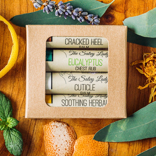 First Aid Balm Pack | Includes All Purpose, Cuticles, Cracked Heel & Chest Aid Balms | The Salvy Lady