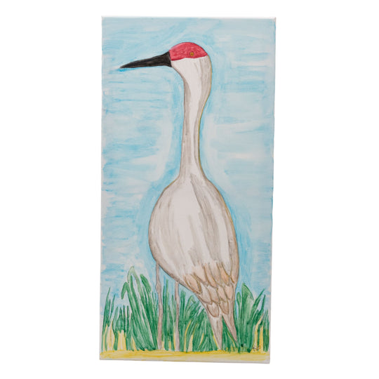 Crane Painting with Blue Sky | 24" x 12.5" | Wildlife Collection