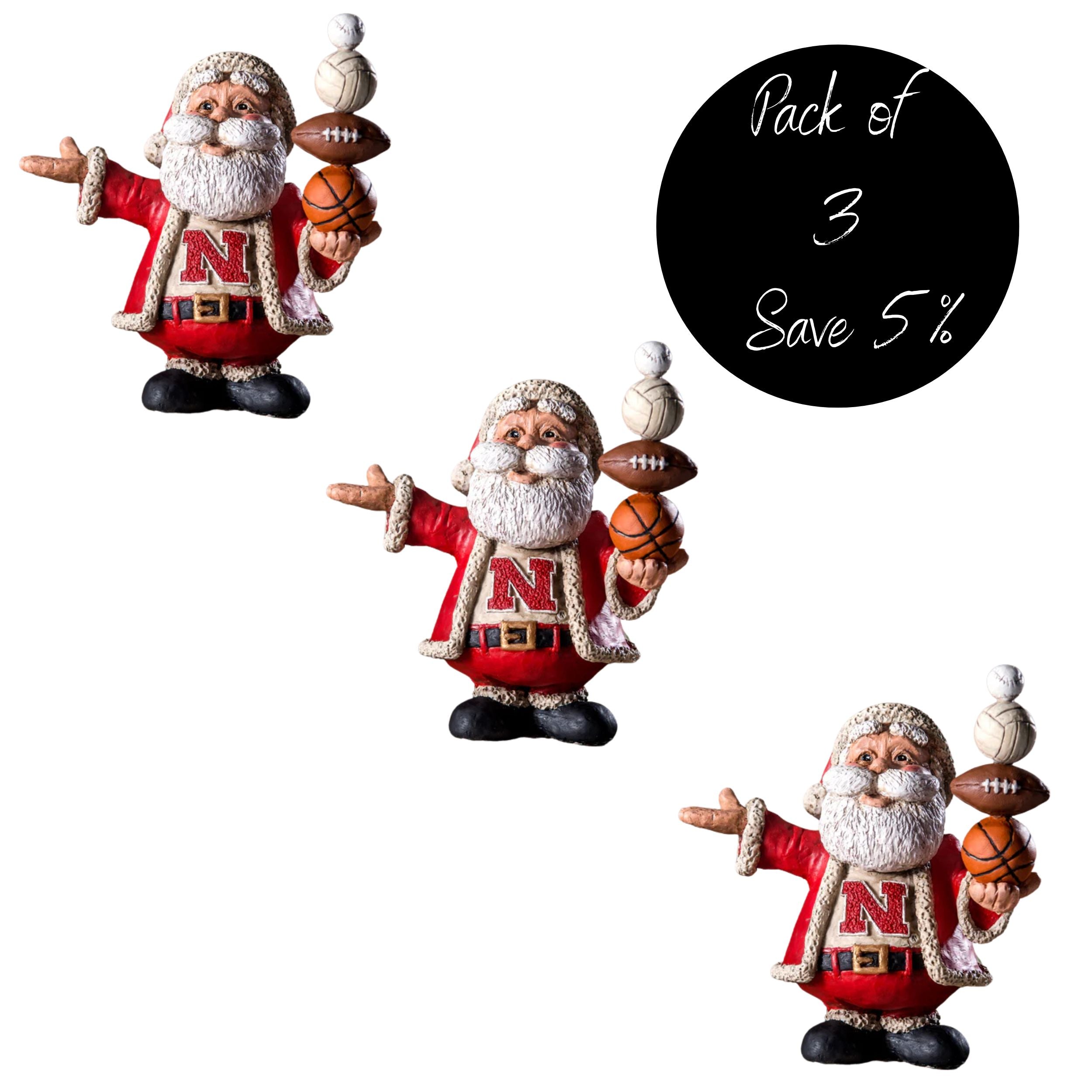 Pack of 3, Husker Santa Figurines