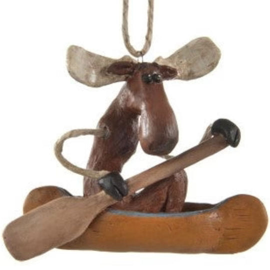 Moose In A Canoe Ornament | Dangly Christmas Ornament | Add A Touch Of Outdoor Fun To Your Tree | Made in Lincoln, NE | Bert Anderson Collection