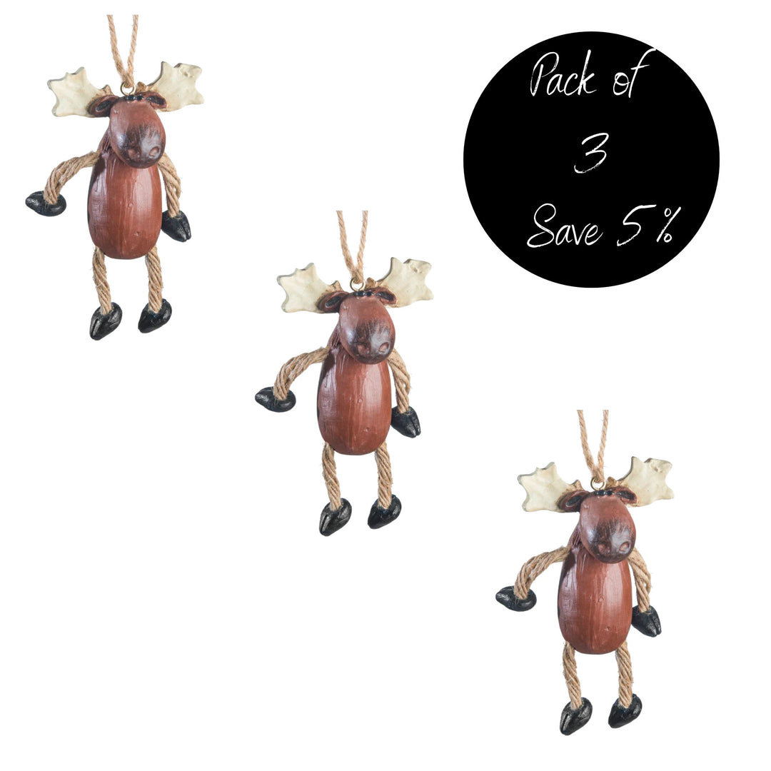 Pack of 3, Moose Ornament 