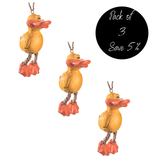 Pack of 3, Yellow Duck ornament