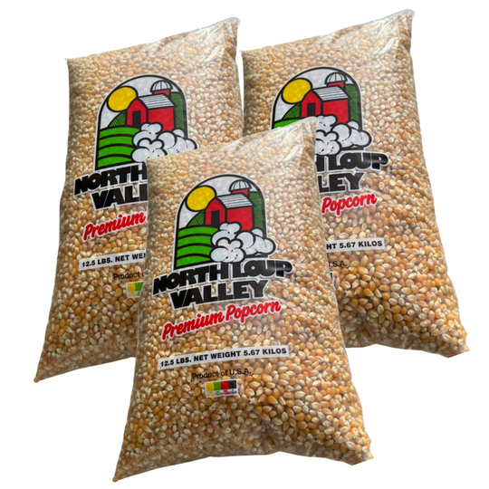 Yellow Un-Popped Popcorn Kernels | 12.5 lb | Pack of 3 | Non-GMO | Popcorn County USA | North Loup Valley