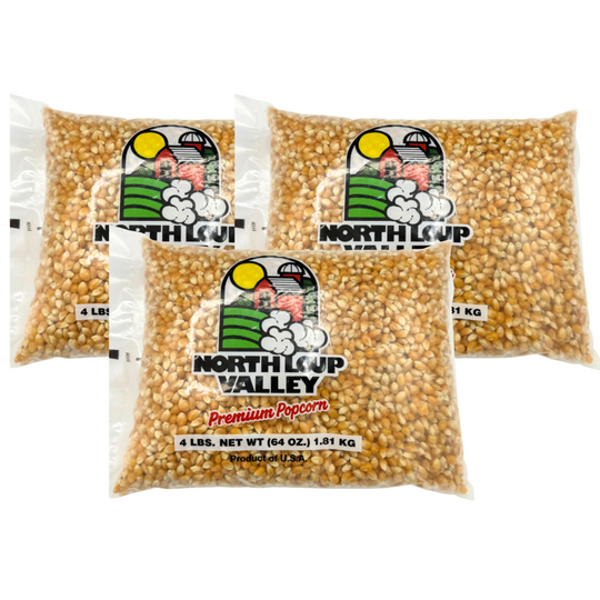 Yellow Un-Popped Popcorn Kernels | 4 lb | Pack of 3 | Non-GMO | Popcorn County USA | North Loup Valley