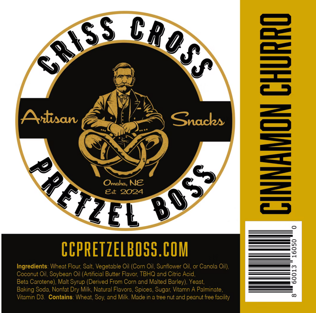 Cinnamon Churro Flavored Pretzels | 10 oz Bag | Criss Cross Pretzel Boss