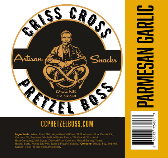 Parmesan Garlic Flavored Pretzels | 10 oz Bag | Criss Cross Pretzel Boss