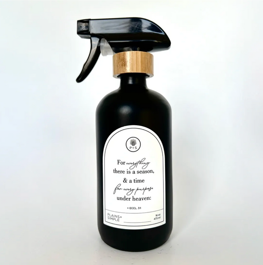 Seasons Black Glass Bottle | 16 oz. | Reusable Dispenser for Soap, Lotion, or Spray | Eco-Conscious | Mindful Lifestyle | Plains + Simple | Made in Seward, NE