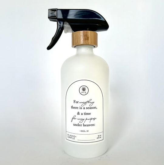 Seasons White Glass Bottle | 16 oz. | Eco-Friendly | Refillable Soap, Lotion, Spray Dispenser | Inspirational | Plains + Simple | Made in Seward, NE