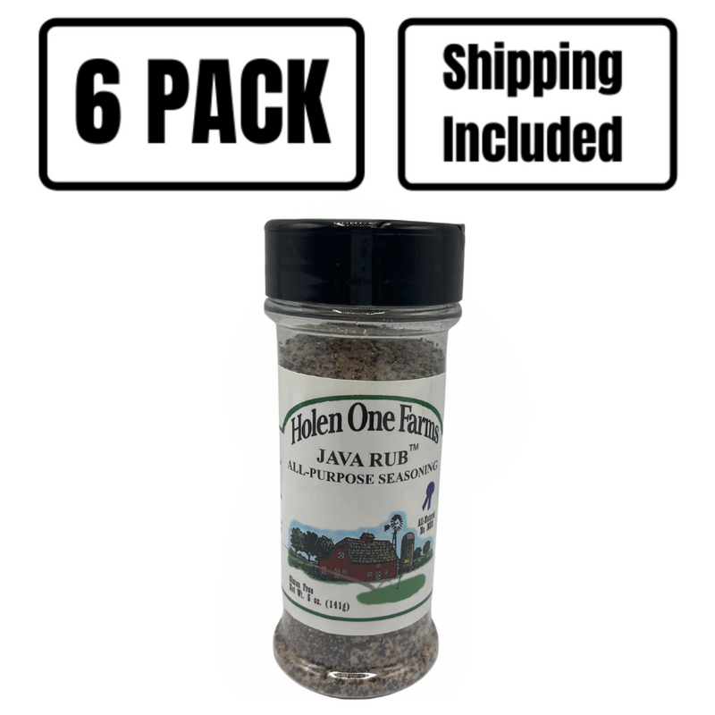 Java Rub and Seasoning | All Purpose Seasoning | Dry Rub | Sea Salt | Bold Flavor | Nebraska Seasoning | Gluten Free | No MSG | Perfect for Grilling and Cooking | 5 oz. Bottle | Pack of 6 | Shipping Included