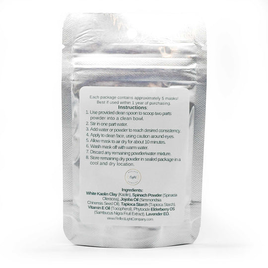 Spinach Clay Face Mask | 1 oz | Multiple Blends | Reflect Light Company