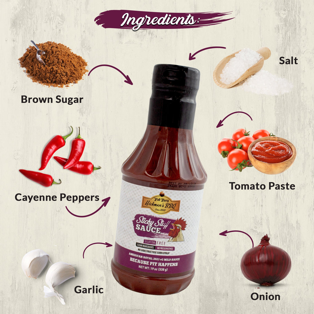 Sticky Stuff Natural BBQ Sauce 19 oz | Pack of 2 | Gluten Free | Hickman's Fat Boy BBQ