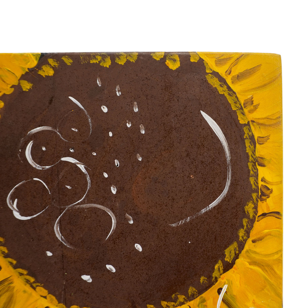 Sunflower Painting | 11 X 11 | Old Wood Canvas | The Painted Attic