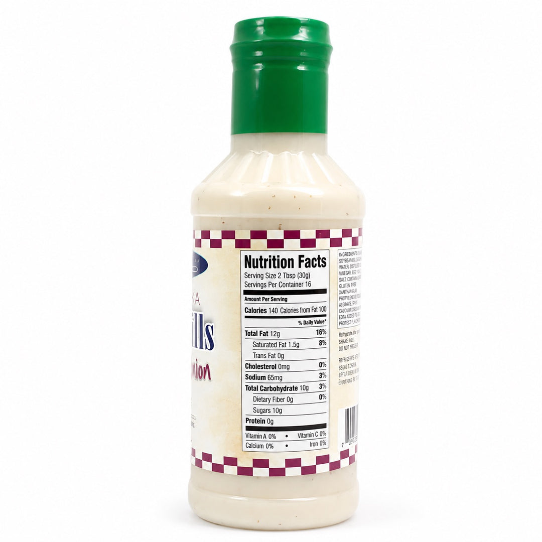 Side of Baker's Candies 16oz Sandhills Sweet Onion Gluten Free Ranch Salad Dressing with list of ingredients.