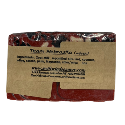Goat Milk Soap | Team Nebraska Soap Bar | Handmade in the Heartland | 3 oz. | Small Batch | Unisex Scent | Cleansing | Packed With Essential Vitamins and Minerals | Skin Healthy Soap Bar | Made in Nebraska | Moisturizing