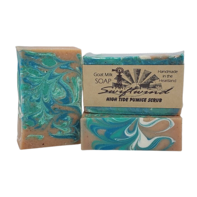 Goat Milk Soap | High Tide Pumice Scrub Soap Bar | Handmade in the Heartland | 3 oz. | Small Batch | Unisex Scent | Cleansing | Smooths Skin | Exfoliating Soap Bar For All Skin Types | Fresh Scent