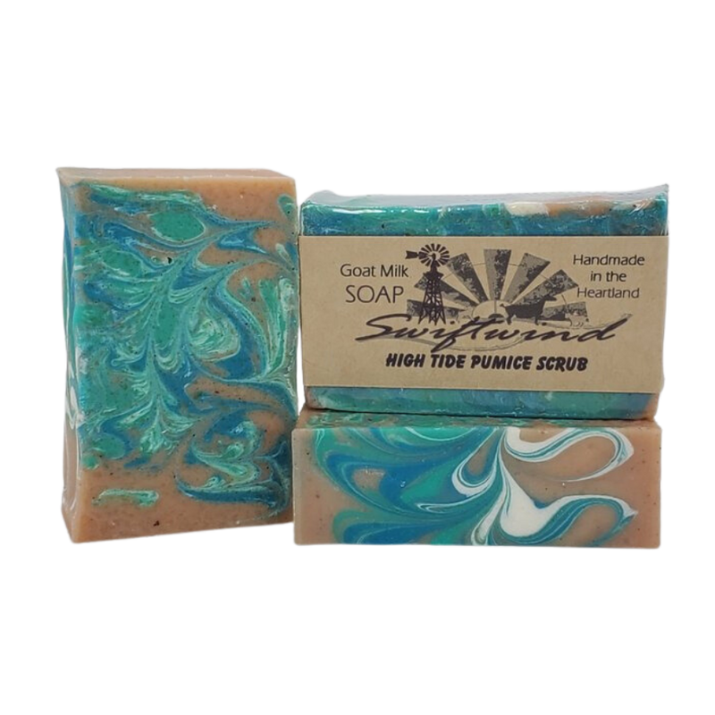 Goat Milk Soap | High Tide Pumice Scrub Soap Bar | Handmade in the Heartland | 3 oz. | Small Batch | Unisex Scent | Cleansing | Smooths Skin | Exfoliating Soap Bar For All Skin Types | Fresh Scent