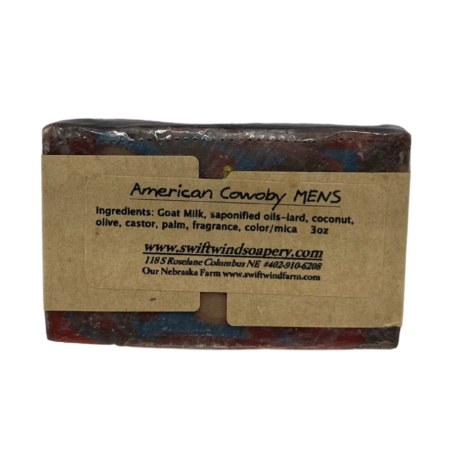 Goat Milk Soap | American Cowboy Soap Bar | Men's Soap Bar | Handmade in the Heartland | 3 oz.  | Cleansing | Nebraska Soap | Perfect for Hands, Face, and Showering | Provides Gentle, Nourishing Care | Packed with Important Vitamins and Minerals