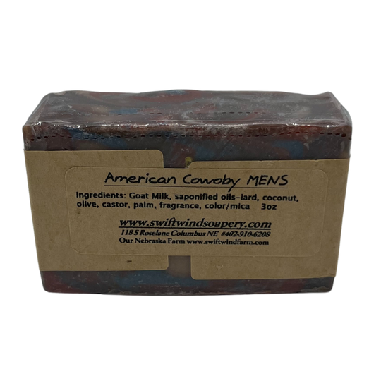 Goat Milk Soap | American Cowboy Soap Bar | Men's Soap Bar | Handmade in the Heartland | 3 oz.  | Cleansing | Nebraska Soap | Perfect for Hands, Face, and Showering | Provides Gentle, Nourishing Care | Packed with Important Vitamins and Minerals