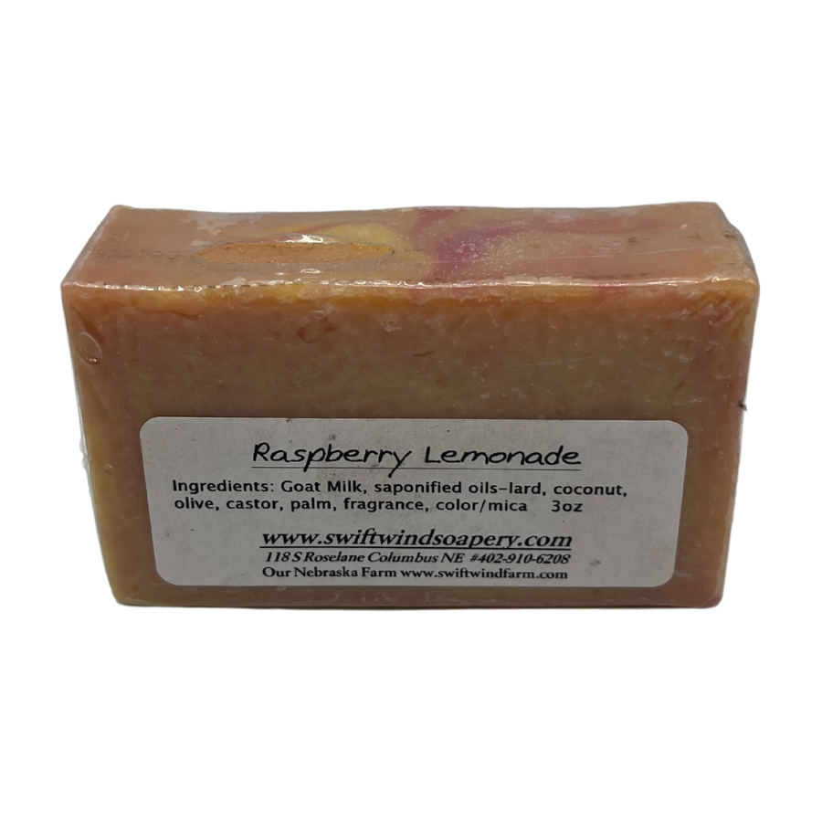 Goat Milk Soap | Raspberry Lemonade Soap Bar | Handmade in the Heartland | 3 oz. | Small Batch | Sweet, Fruity Scent | Moisturizing Soap Bar | Leaves Skin Feeling Smooth and Clean | Skin Healthy Ingredients | Nebraska Made