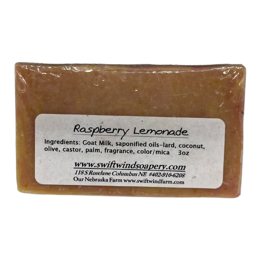 Goat Milk Soap | Raspberry Lemonade Soap Bar | Handmade in the Heartland | 3 oz. | Small Batch | Sweet, Fruity Scent | Moisturizing Soap Bar | Leaves Skin Feeling Smooth and Clean | Skin Healthy Ingredients | Nebraska Made