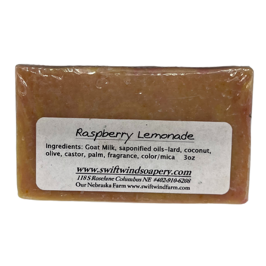 Goat Milk Soap | Raspberry Lemonade Soap Bar | Handmade in the Heartland | 3 oz. | Small Batch | Sweet, Fruity Scent | Moisturizing Soap Bar | Leaves Skin Feeling Smooth and Clean | Skin Healthy Ingredients | Nebraska Made