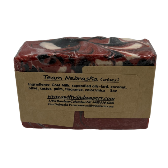 Goat Milk Soap | Team Nebraska Soap Bar | Handmade in the Heartland | 3 oz. | Small Batch | Unisex Scent | Cleansing | Packed With Essential Vitamins and Minerals | Skin Healthy Soap Bar | Made in Nebraska | Moisturizing