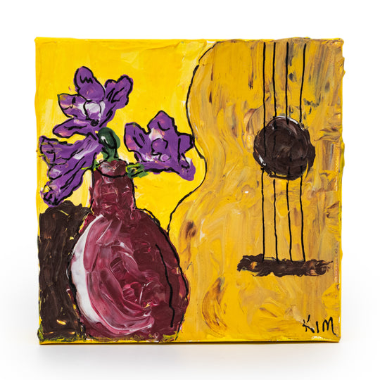 Flowers & Guitar Canvas Painting