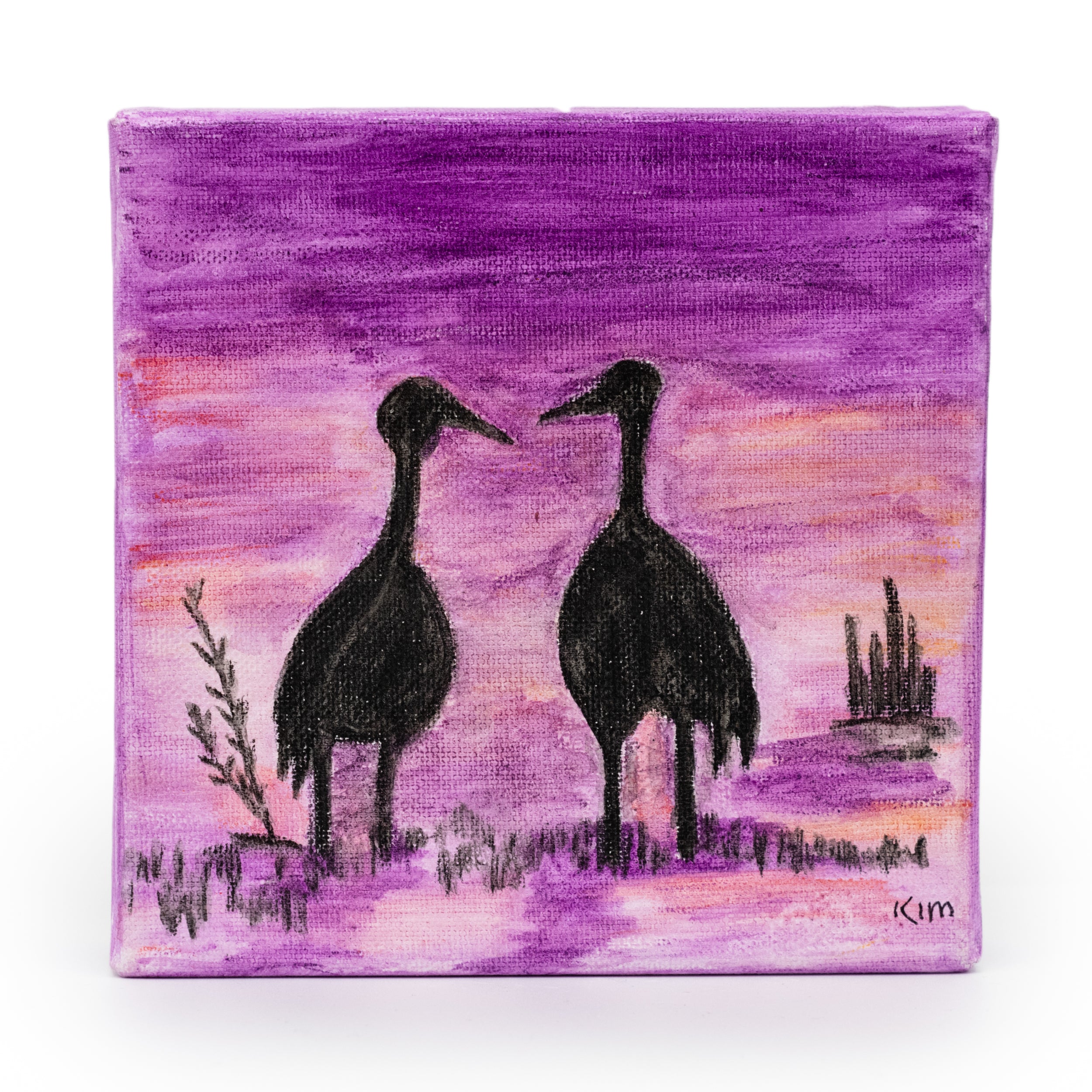 Sunset Crane Canvas Painting