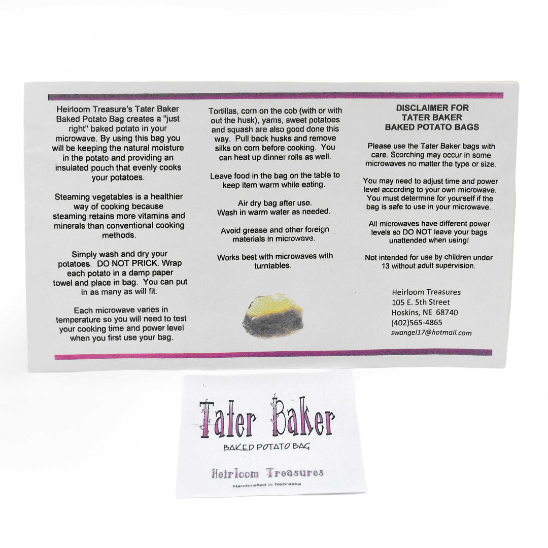 Tater Baker Microwave Potato Bag | Various Designs | Heirloom Treasures