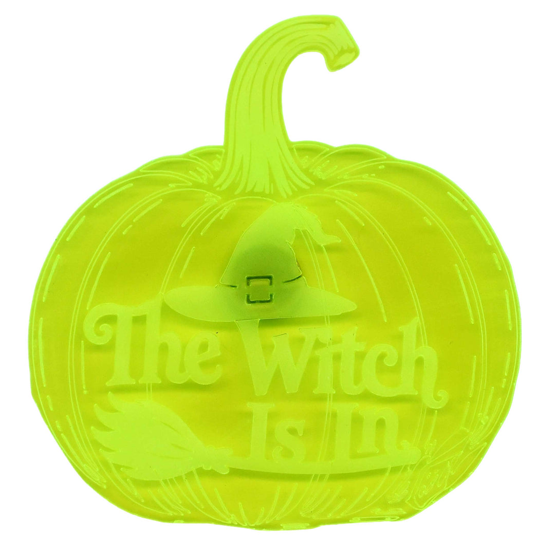 The Witch Is In Pumpkin Magnetic Plaque | 5" x 5" | Multiple Color Options | Glowing Creation