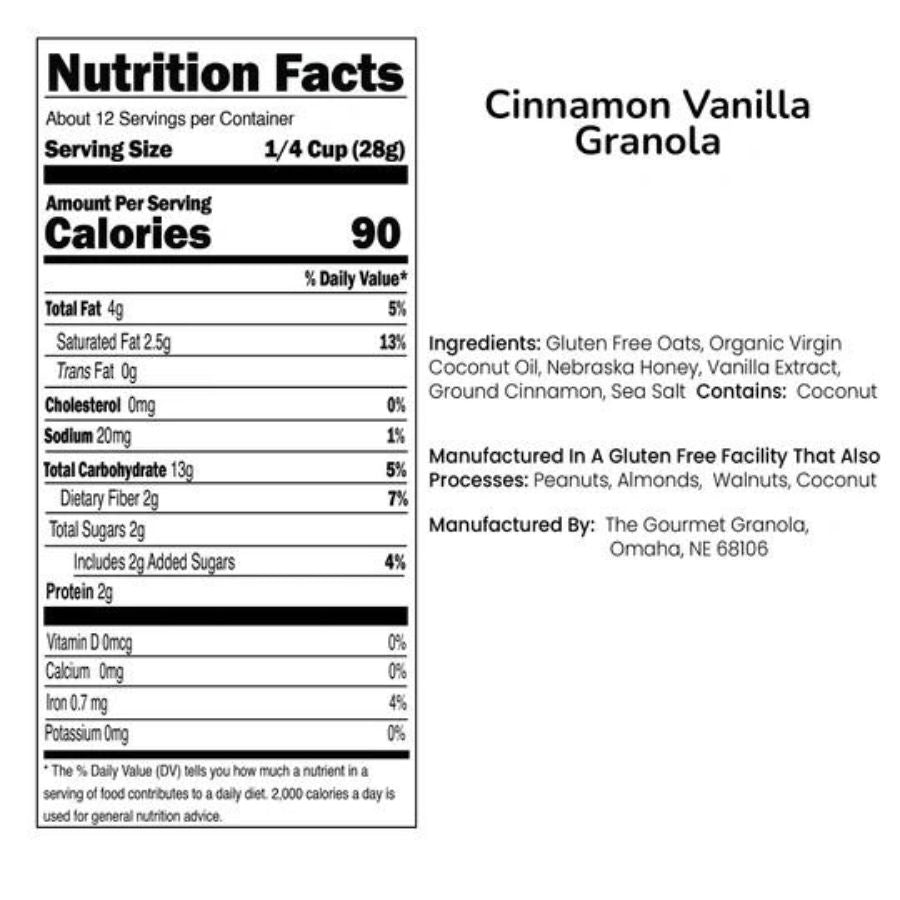 Cinnamon Vanilla Granola Nutritional