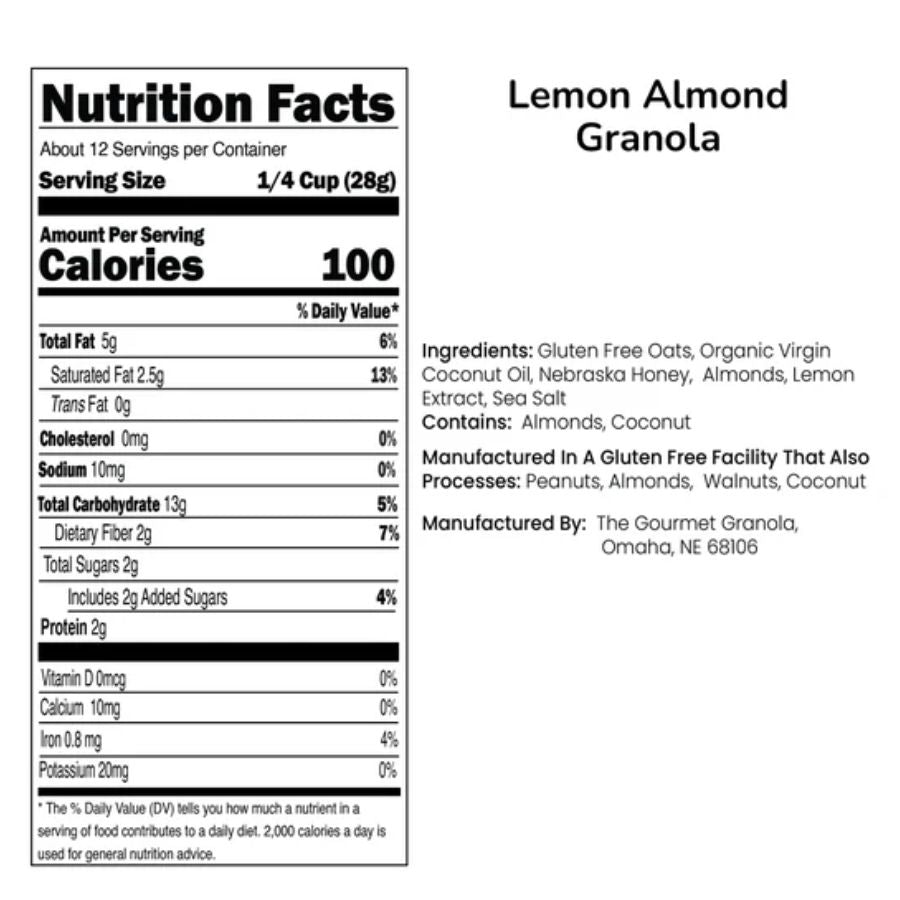 Lemon Almond Granola Nutrition