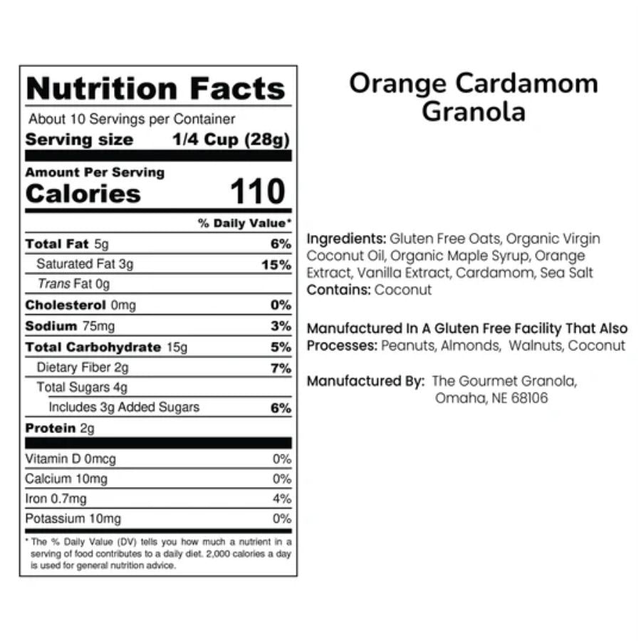 Orange Cardamom Granola Nutrition