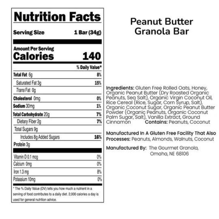 Peanut Butter Granola Bar Nutritional