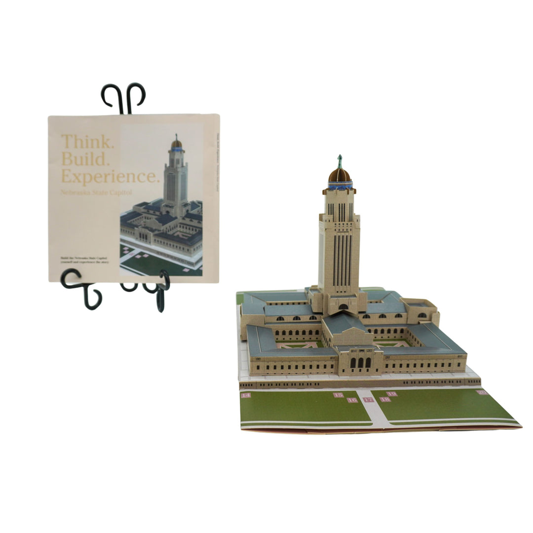 3D architectural model of a building with a poster on a white background