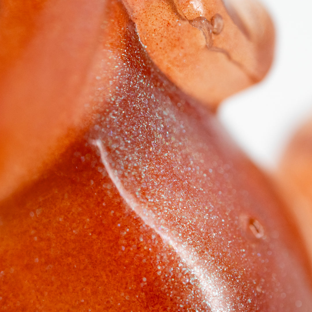 Close up of peach resin 