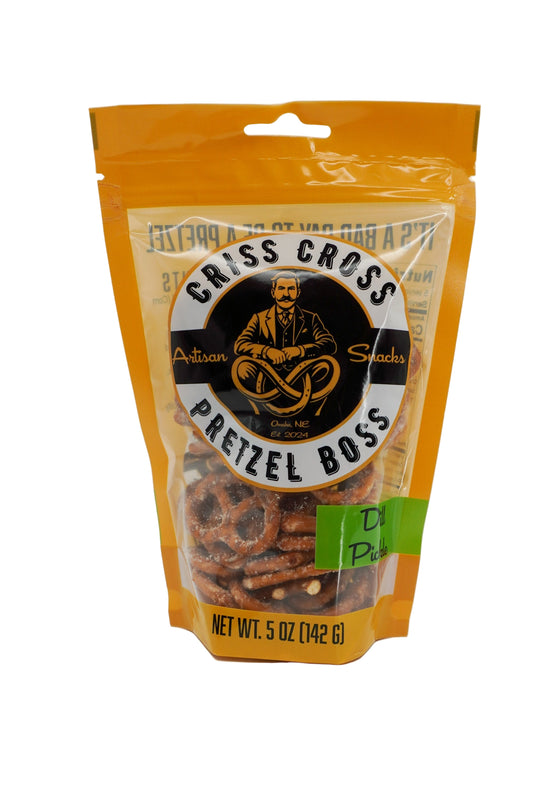 Dill Pickle Flavored Pretzels | 5 oz Bag | Criss Cross Pretzel Boss