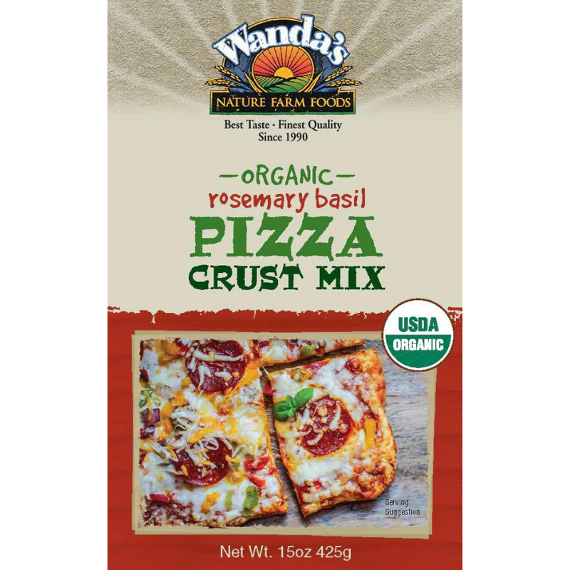 Pizza Crust Mix | Rosemary & Basil | Organic Pizza Crust | 15 oz. | 4 Pack | Shipping Included | Sweet Basil Flavor With A Dash Of Rosemary Accents | Family Favorite | Homemade Pizza Crust | Bakes Thick Or Thin