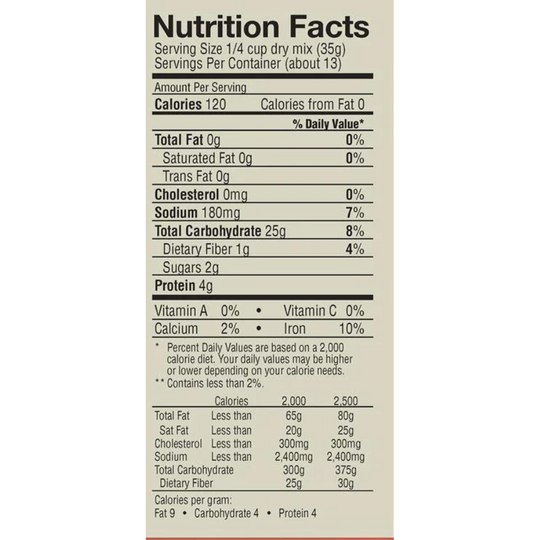  Side angle of Wanda's Organic Focaccia Mix with Nutrition Facts and Ingredients listed.