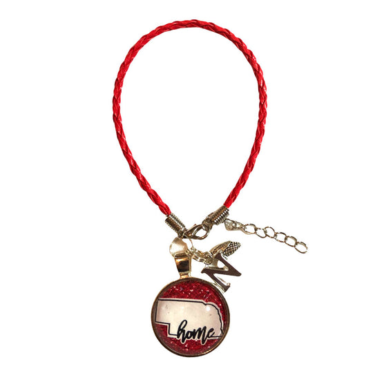 Nebraska Charm Leather Bracelet With Lobster Hook Clasp | Create