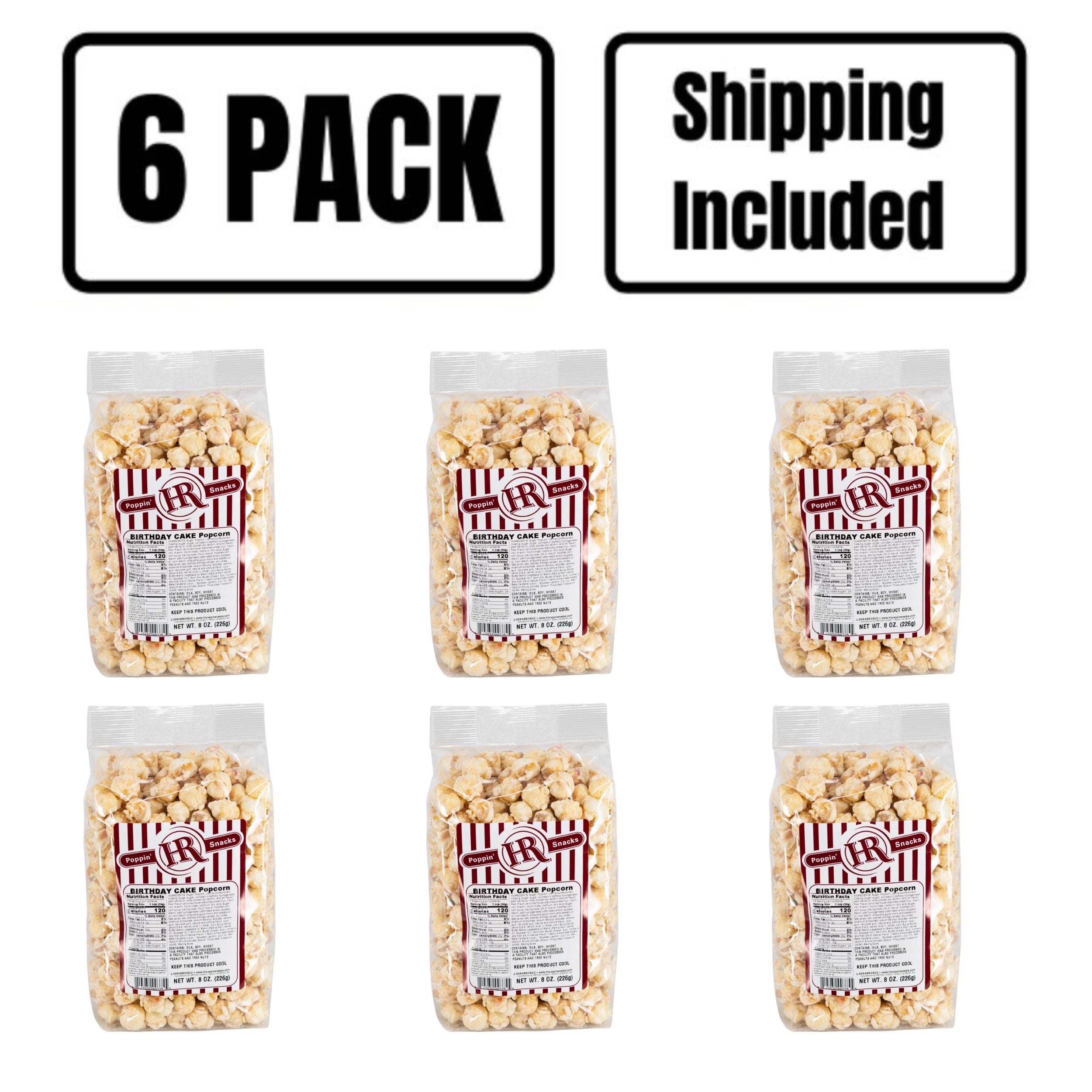 6 Pack Shipping Included Birthday Cake Popcorn 