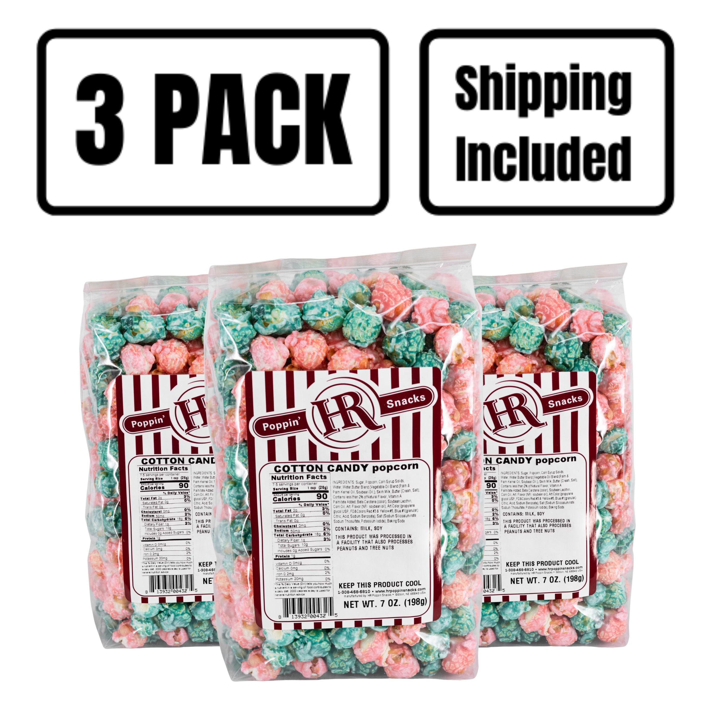 3 Pack Shipping Included Cotton Candy Popcorn 