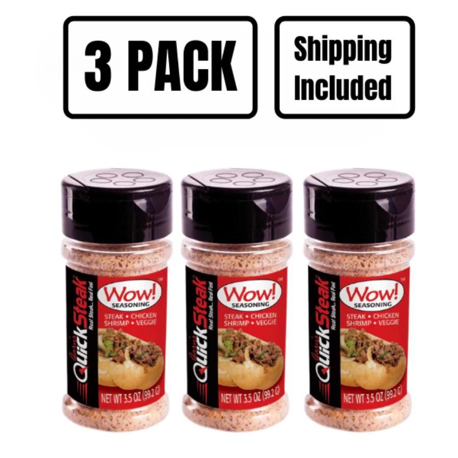 A three pack of Gary's Wow! Seasoning on a white background