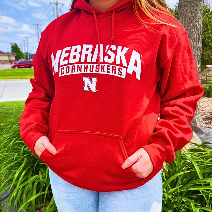 Nebraska Cornhusker Hoodie | Red | Soft Heavy Blend Material | GBR Apparel | Licensed University Of Nebraska at Lincoln Sports Apparel | Multiple Sizes