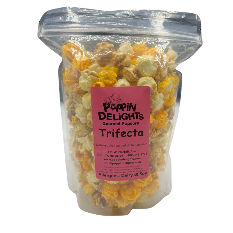 Trifecta Flavored Popcorn | Easy and Delicious Snack | Flavor Packed | Made in Small Batches | Locally Grown Kernels | 4.5 oz. Bag