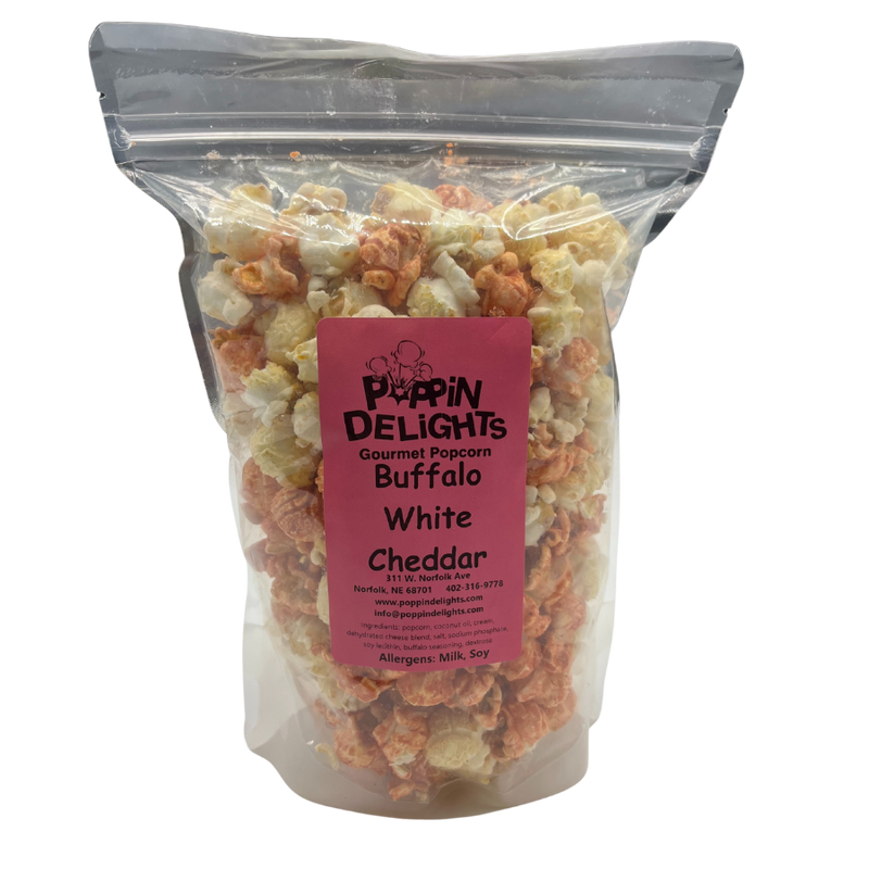Buffalo White Cheddar Popcorn | Easy and Delicious Snack | Flavor Packed | Made in Small Batches | Locally Grown Kernels | 4.5 oz. Bag