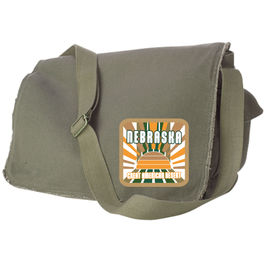 Nebraska Messenger Bag | Great American Desert | Gray | Hobo Crossbody Bag | Shoulder Tote | Multiple Pockets | Large Unisex Crossbody Bag