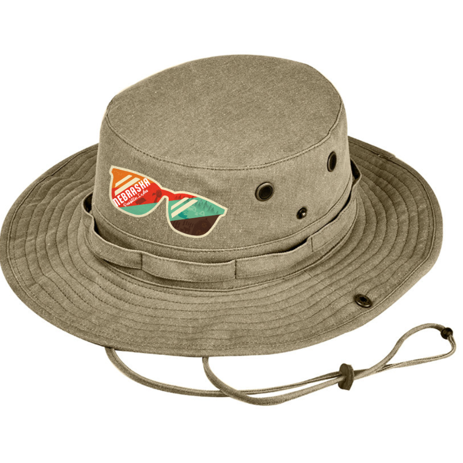 Nebraska Boonie Hat | Cool Joe Aviator Sunglasses Boonie | Woodland Brown | Protective Wide Brim | Adjustable Chin Strap