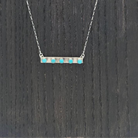 Turquoise Bar Necklace | Genuine Kingman Turquoise | Boho Western Style Necklace | Multiple Colors | 18 Inches Long